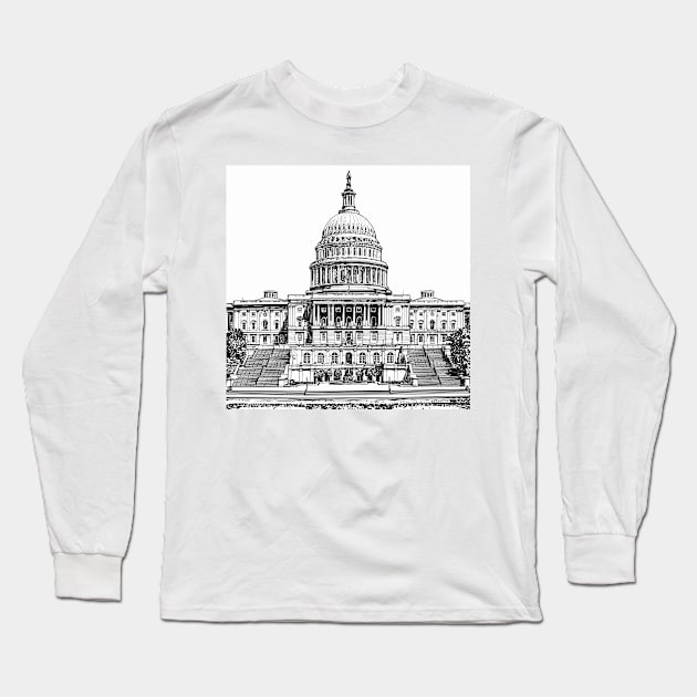 UNITED STATES CAPITOL (west front) - INK PAINTING .2 Long Sleeve T-Shirt by lautir